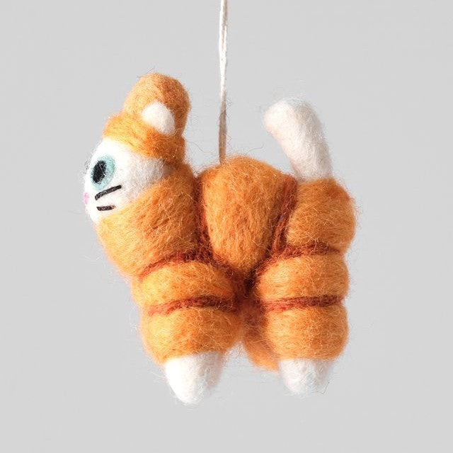 Lee Cat in Puffa - Wrap Felt Decoration