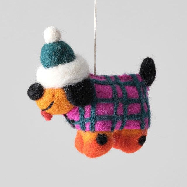 Toots Dog in Hat - Wrap Felt Decoration