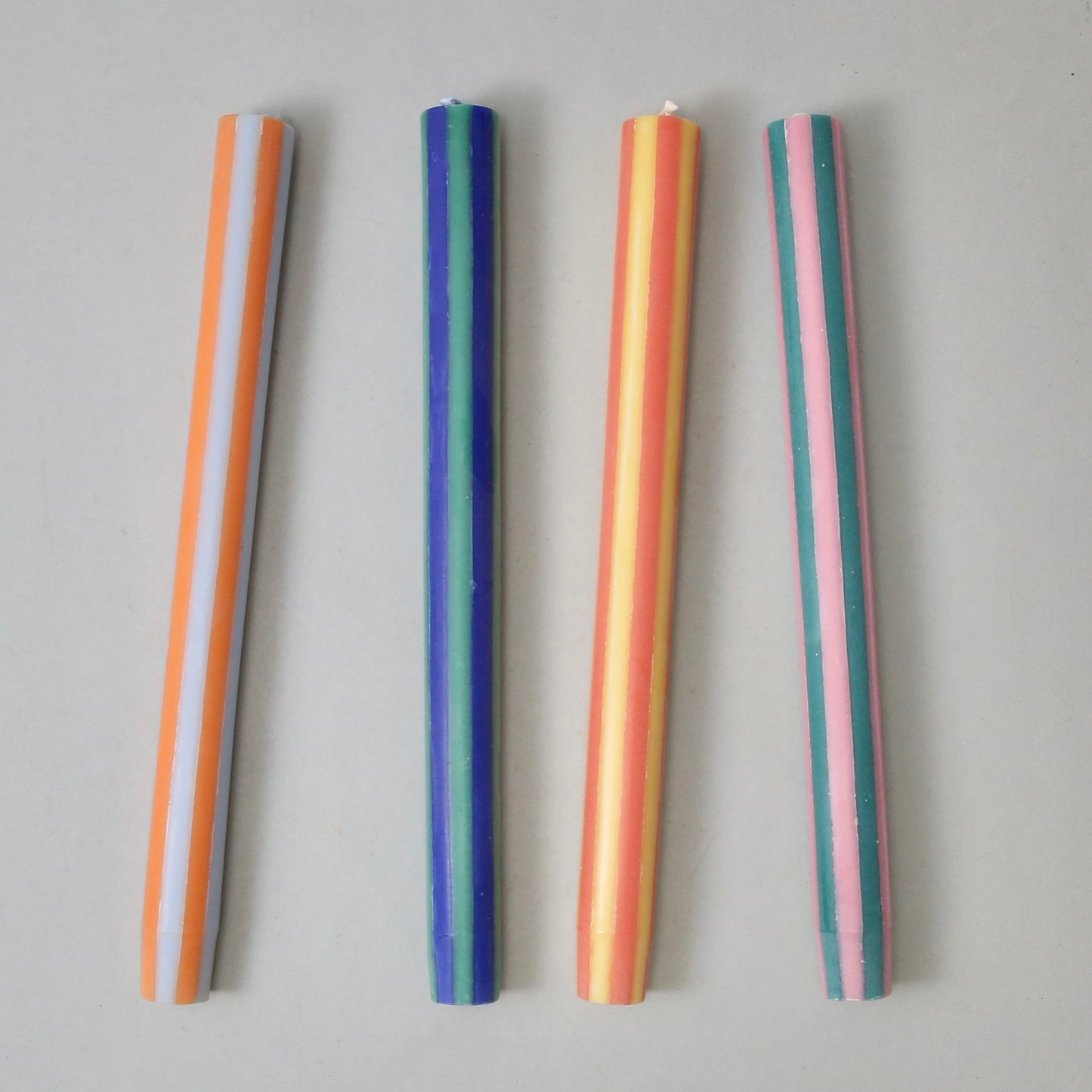 Yod & Co Striped Dinner Candles Set of 4 - Mixed Contrast