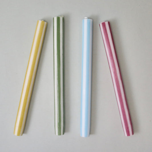 Yod & Co Striped Dinner Candles Set of 4 - Mixed Light