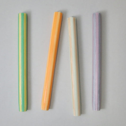 Yod & Co Striped Dinner Candles Set of 4 - Mixed Soft
