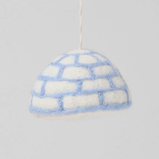 Frosty Cat in Igloo - Wrap Felt Decoration