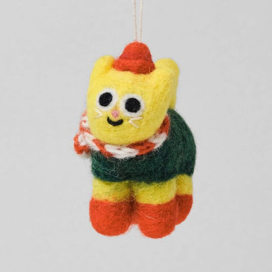 Hans Cat in Winter Clothes - Wrap Felt Decoration