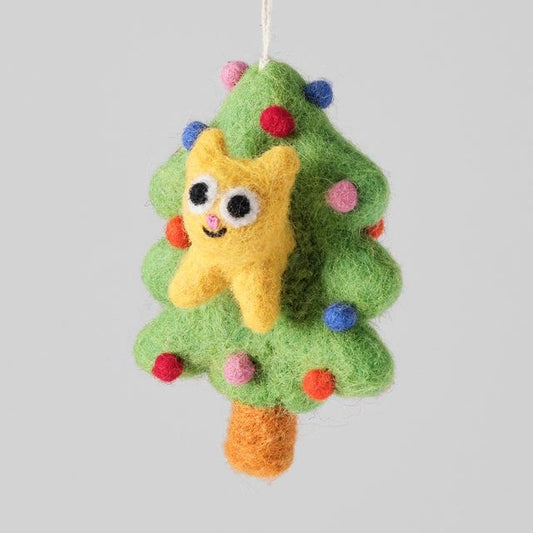 Bobby Cat in a Tree - Wrap Felt Decoration