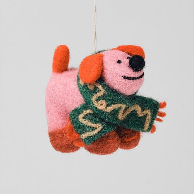Flip Dog with Scarf - Wrap Felt Decoration