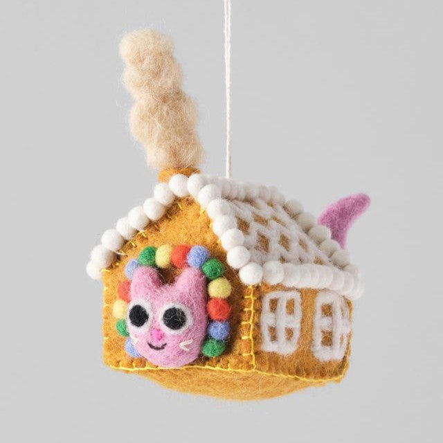 Gretel Cat in Gingerbread House - Wrap Felt Decoration