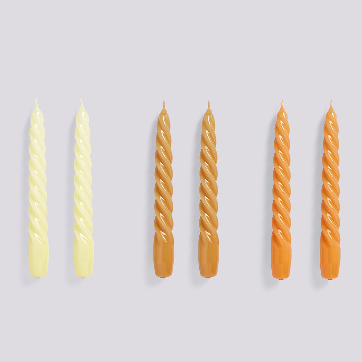 HAY Twisted Candles Set of 6 - Citrus/Light Caramel/Tangerine