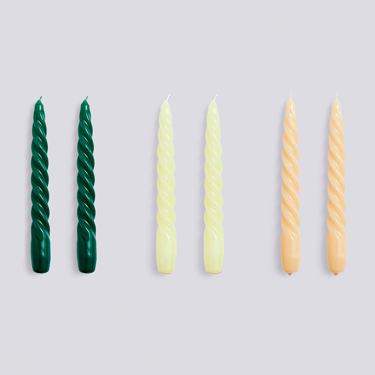 HAY Twisted Candles Set of 6 - Green/Citrus/Beige