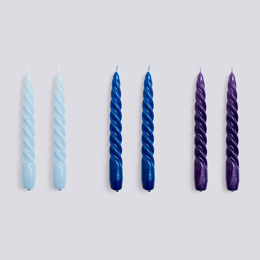 HAY Twisted Candles Set of 6 - Light Blue/Blue/Purple