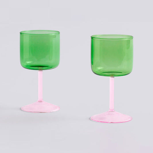 HAY Tint Wine Glasses Set of two - Pink & Green