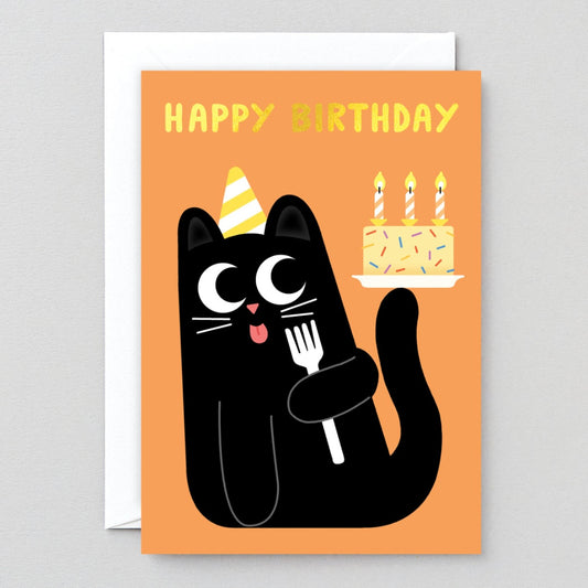 Happy Birthday Cat & Cake Card