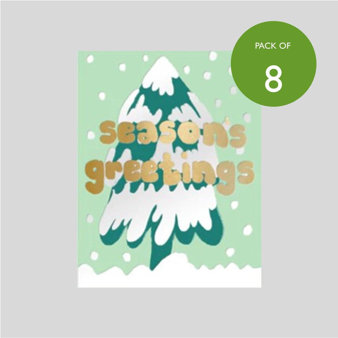 Pack of Eight Christmas Cards - Joyful Snow Tree