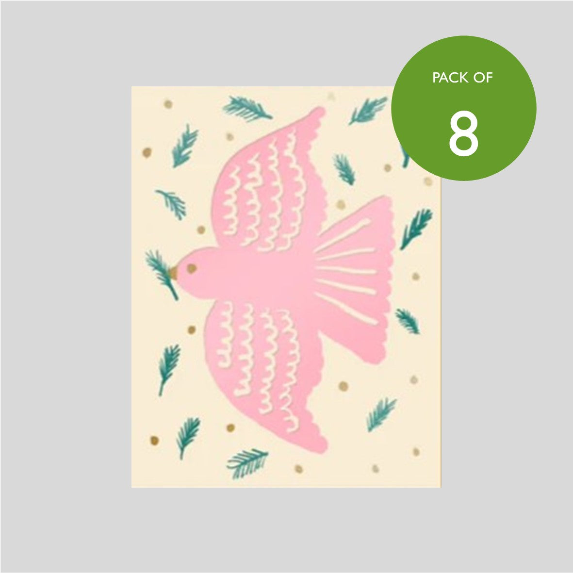 Pack of Eight Christmas Cards - Joyful Pink Dove