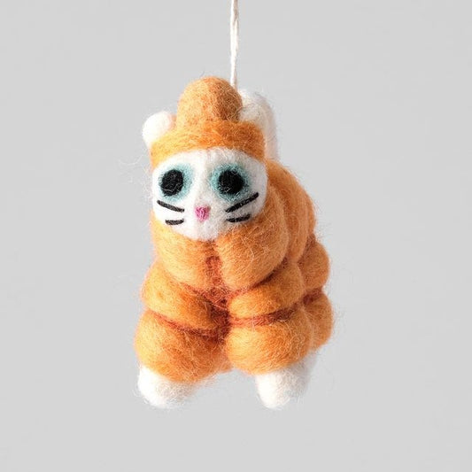 Lee Cat in Puffa - Wrap Felt Decoration