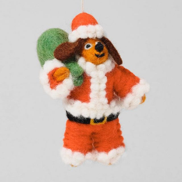 Dog in Santa Costume - Wrap Felt Decoration