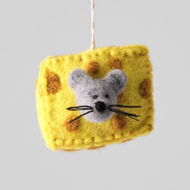 Mouse in Cheese - Wrap Felt Decoration
