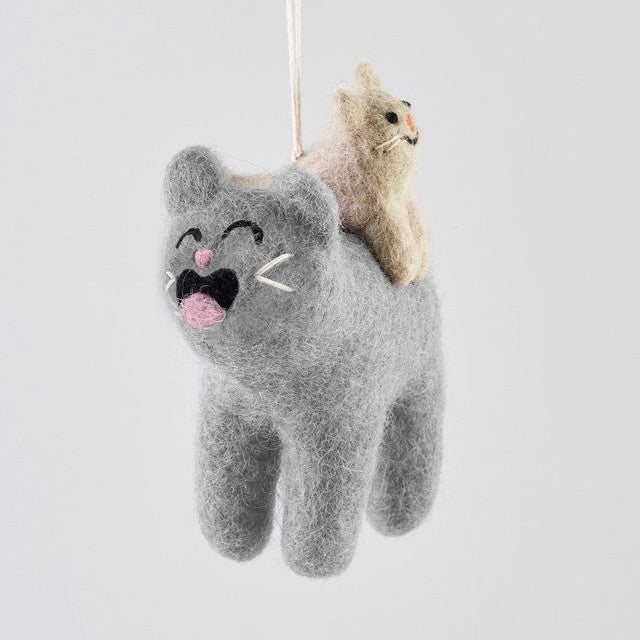 Pabs Cat With a Cat on His Back - Wrap Felt Decoration