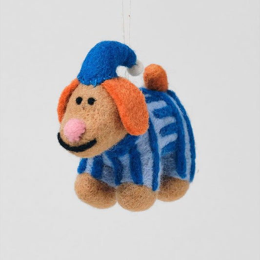 Snoozy Dog in Pyjamas - Wrap Felt Decoration