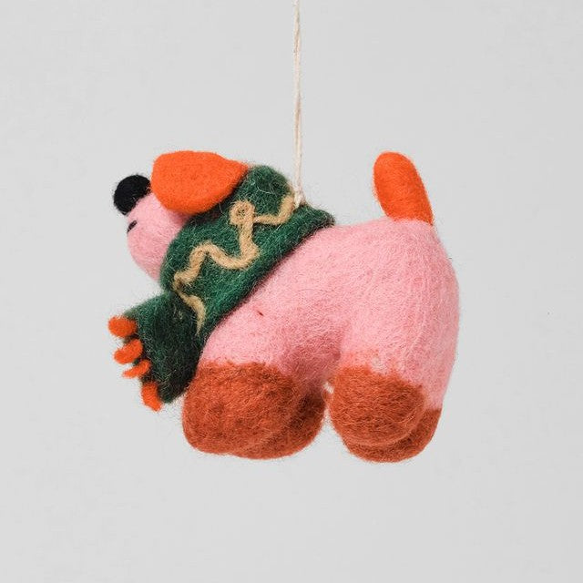 Flip Dog with Scarf - Wrap Felt Decoration
