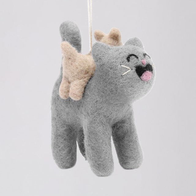 Pabs Cat With a Cat on His Back - Wrap Felt Decoration
